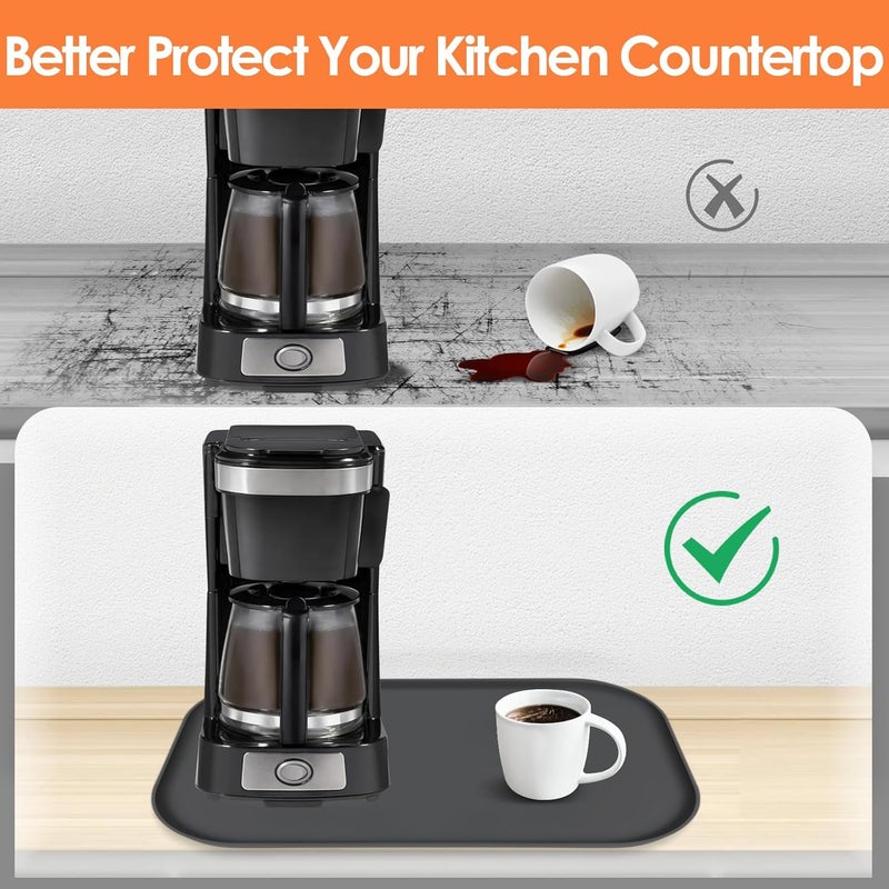 TOHONFOO Silicone Coffee Maker Mat with Lip, 17.4'' x 10.6'' Heavy Duty Coffee Maker Mat for Countertops, Coffee Tray Fit Under Coffee Machine Appliance Automatic Machines Espresso Accessory, Black - Image 2